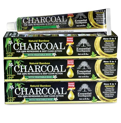 Pasta de Dientes de Carbón Activado de Bambú Orgánico 100% Natural Blanqueamiento Dental 3 Paquetes - 6.5 oz - imagen 1