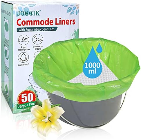 Forros desechables para inodoro portátil con almohadilla superabsorbente, paquete de 50, ajuste universal para sillas de baño estándar. - imagen 1