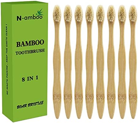 Cepillo de Dientes N-amboo de Bambú con Cerda de Jabalí 100% Biodegradable - Paquete de 8 Piezas - imagen 1