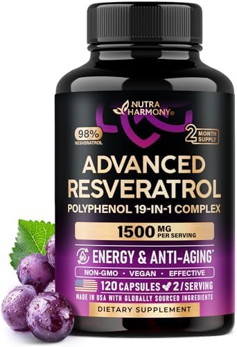 Suplemento de Resveratrol - Complejo Orgánico de Polifenoles 19 en 1 - Extracto de Noni | Berberina | Quercetina | Vinagre de Manzana | Acai - Para - imagen 1