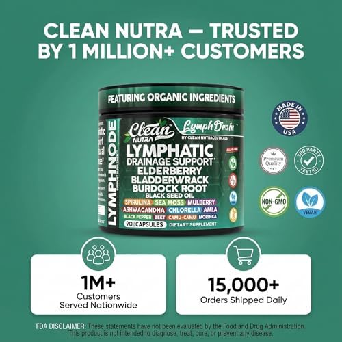 Suplementos Orgánicos para Drenaje Linfático | Elderberry, Bladderwrack, Raíz de Bardana, Aceite de Semilla Negra, Spirulina, Musgo Marino, - imagen 8