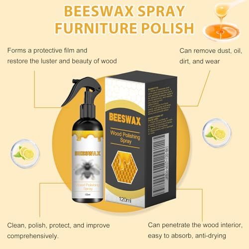 Spray y Restaurador de Cera de Abeja YADUO 2 Piezas, Pulidor y Limpiador Natural para Muebles, 120 ML, Ideal para Madera, Cocina y Cuero - imagen 7