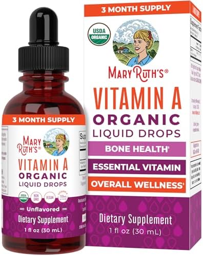 Gotas Líquidas de Vitamina A Orgánica MARYRUTH'S USDA | Suministro para 3 Meses | Salud Ósea para Mayores de 14 Años | 750mcg por Porción | Sin - imagen 1