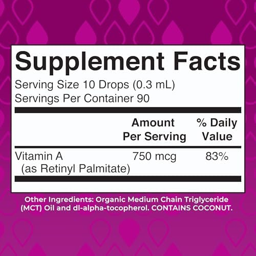 Gotas Líquidas de Vitamina A Orgánica MARYRUTH'S USDA | Suministro para 3 Meses | Salud Ósea para Mayores de 14 Años | 750mcg por Porción | Sin - imagen 2