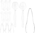 Juego de Utensilios Desechables para Servir - 18 Piezas: 6 Cucharas, 6 Pinzas y 6 Tenedores de Plástico Transparente Resistente para Fiestas - imagen 1