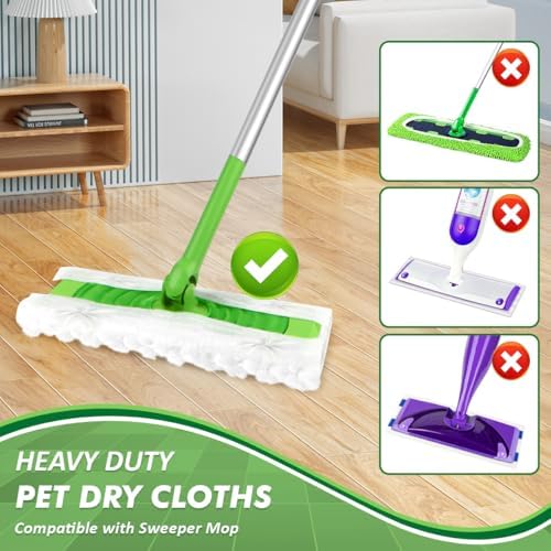 Toallitas Secas de Limpieza GLIMGLINT para Swiffer, Refil desechable para trapeador, 100 piezas, ideales para pisos de madera, pelo de mascotas y - imagen 2