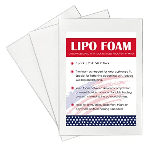 KUSMOO Paquete de 3 Almohadillas de Espuma Lipo - Ab Board para Compresión Abdominal Post Cirugía de Liposucción 8 x 11 - imagen 1