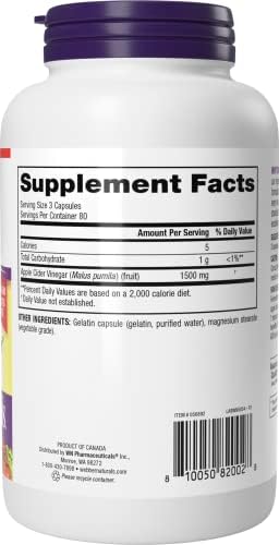 Cápsulas de Vinagre de Manzana Webber Naturals, ACV con Madre, 1500 mg por Porción, Alta Potencia, 240 Cápsulas, Soporte Digestivo Natural, Sin - imagen 2
