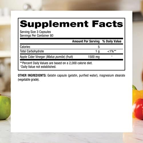 Cápsulas de Vinagre de Manzana Webber Naturals, ACV con Madre, 1500 mg por Porción, Alta Potencia, 240 Cápsulas, Soporte Digestivo Natural, Sin - imagen 5