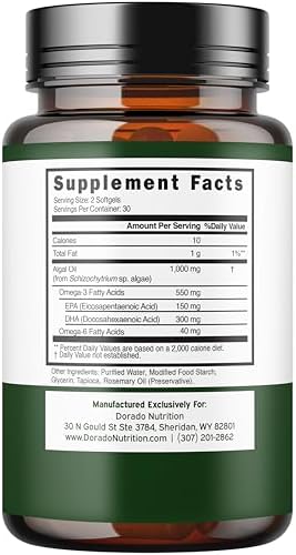 Aceite de Algas Omega 3 Vegano (60 Cápsulas Blandas) DHA EPA de Origen Vegetal - Sostenible, Sin Carragenina, No OGM | Salud del Corazón, Cerebro y - imagen 2