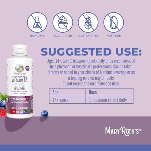 MaryRuth Organics Megadosis de Vitamina D3 Liposomal | 4000 IU | Ultra Absorción | Apoyo Inmunológico | Salud Ósea | Vegano | Sin Azúcar | Sin Gluten - imagen 3