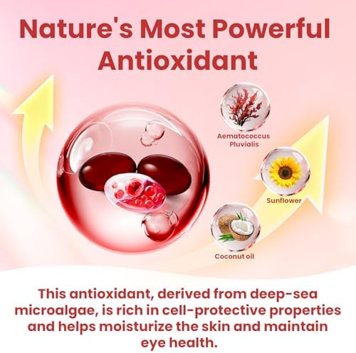 Suplementos Gluvelop Premium de Astaxantina 12mg - Antioxidante Natural de Microalgas para la Piel, Ojos y Salud Inmunológica - No GMO, Triple - imagen 5