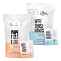 Combo de Viaje Wipe Those Hands & Wipe That Tush - 30 Toallitas Húmedas Desechables y 30 Toallitas Antibacteriales, 60 en Total - Envases Individuales - imagen 1