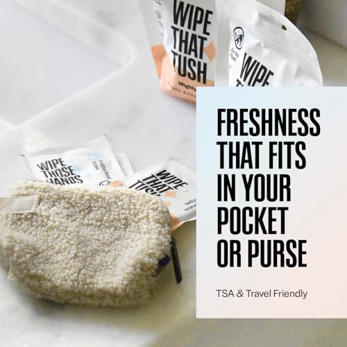 Combo de Viaje Wipe Those Hands & Wipe That Tush - 30 Toallitas Húmedas Desechables y 30 Toallitas Antibacteriales, 60 en Total - Envases Individuales - imagen 2
