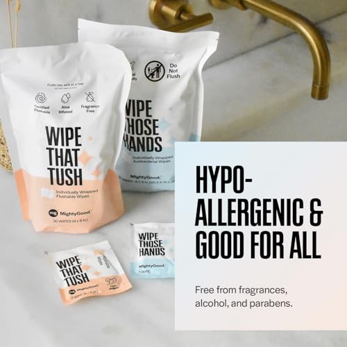 Combo de Viaje Wipe Those Hands & Wipe That Tush - 30 Toallitas Húmedas Desechables y 30 Toallitas Antibacteriales, 60 en Total - Envases Individuales - imagen 3