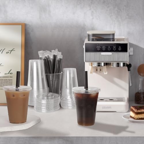 Vasos de Plástico Transparentes Desechables Lucdnc de 16oz con Tapas y Popotes para Batidos, Café Frío - 25 Piezas para Fiestas - imagen 5