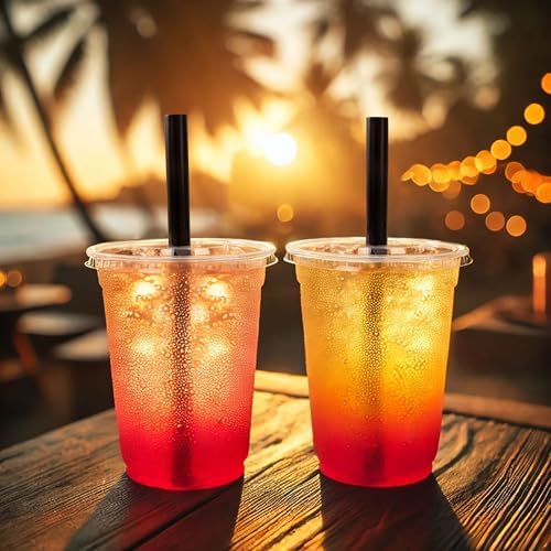 Vasos de Plástico Transparentes Desechables Lucdnc de 16oz con Tapas y Popotes para Batidos, Café Frío - 25 Piezas para Fiestas - imagen 7