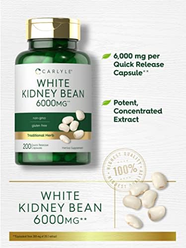 Frijol Blanco Carlyle Kidney | 200 Controles | Extracto No Transgénico y Sin Gluten - imagen 3