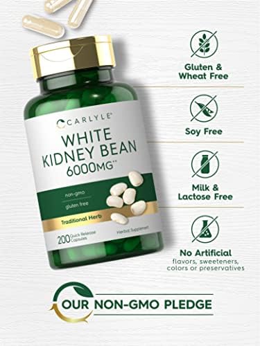 Frijol Blanco Carlyle Kidney | 200 Controles | Extracto No Transgénico y Sin Gluten - imagen 4