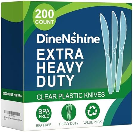 200 Piezas de Cuchillos de Plástico Transparente Desechables, Resistentes al Calor, Duraderos y Sin BPA para Fiestas y Eventos - imagen 1