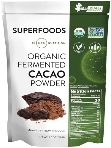MRM Nutrition Cacao en Polvo Orgánico Fermentado - Superalimento Premium de Granos de Cacao Peruano, Rico en Antioxidantes, Sin Azúcar, Vegano, Sin - imagen 1