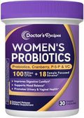 Probioticos para Mujeres Doctor's Recipes, 100 Mil Millones CFU, 18 Cepas, Prebióticos, Arándano, P-5-P y VC, Soporte Vaginal, Digestivo e - imagen 1