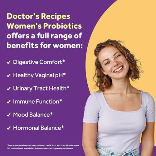 Probioticos para Mujeres Doctor's Recipes, 100 Mil Millones CFU, 18 Cepas, Prebióticos, Arándano, P-5-P y VC, Soporte Vaginal, Digestivo e - imagen 3
