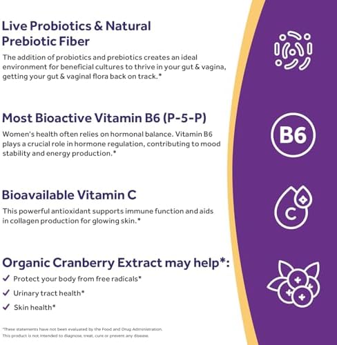 Probioticos para Mujeres Doctor's Recipes, 100 Mil Millones CFU, 18 Cepas, Prebióticos, Arándano, P-5-P y VC, Soporte Vaginal, Digestivo e - imagen 4