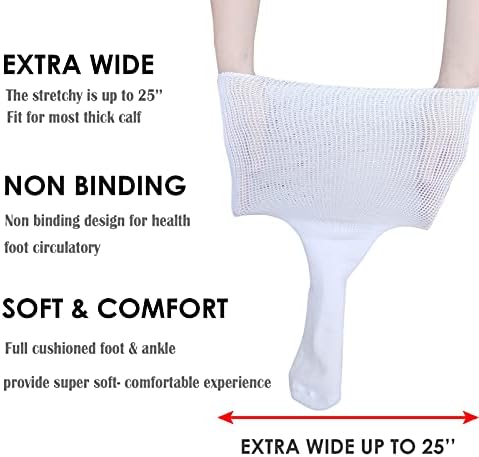 Calcetas Extra Anchas CIRZUEX para Linfoedema, Pies e Piernas Hinchadas, Calcetas Bariátricas, para Botas de Yeso, Diabéticas, 2 Pares - imagen 2