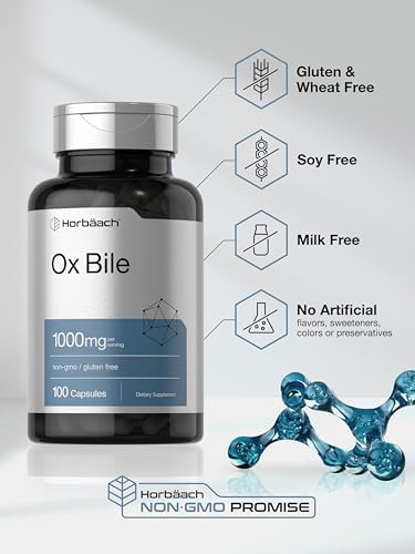 Suplemento de Bile de Buey Horbäach | 1000mg | 100 Cápsulas | Suplemento de Enzimas Digestivas | Sin OGM y Libre de Gluten - imagen 5