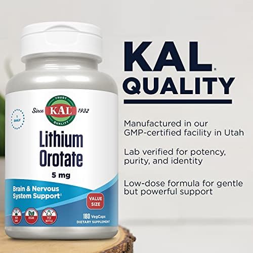 KAL Orotato de Litio 5mg, Suplemento Vegano de Litio para Bienestar y Ánimo, Alta Biodisponibilidad, 180 VegCaps, Garantía de 60 Días - imagen 4