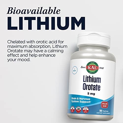 KAL Orotato de Litio 5mg, Suplemento Vegano de Litio para Bienestar y Ánimo, Alta Biodisponibilidad, 180 VegCaps, Garantía de 60 Días - imagen 5