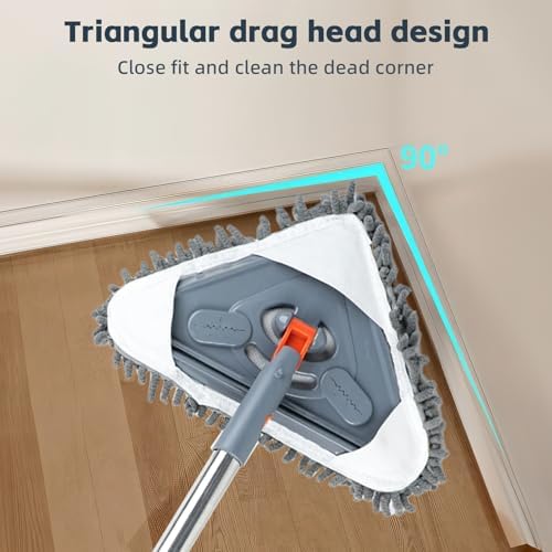 Mopa de Pared con Mango Largo y Limpiador de Zócalos - Herramienta Multi-Superficie para Paredes, Pisos y Zócalos - Mopa Húmeda/Seca con Mango - imagen 6
