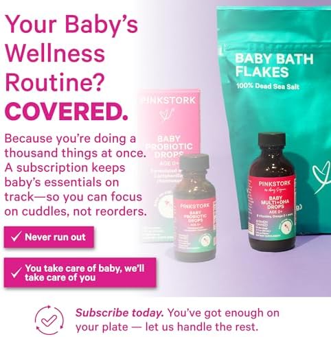 Pink Stork Gotas para Dormir Bebé, Apoyo Natural al Sueño Sin Melatonina para Bebés, Niños y Niñas, Manzanilla y Magnesio, 1 oz, 30 Porciones - imagen 4