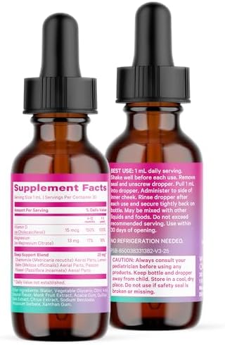 Pink Stork Gotas para Dormir Bebé, Apoyo Natural al Sueño Sin Melatonina para Bebés, Niños y Niñas, Manzanilla y Magnesio, 1 oz, 30 Porciones - imagen 8
