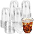 Kuihaazi Paquete de 50 Vasos de Plástico Transparentes de 16 oz con Tapas Sin Popote, Vasos Desechables para Bebidas Frías, Jugos y Fiestas - imagen 1