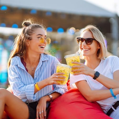 Kuihaazi Paquete de 50 Vasos de Plástico Transparentes de 16 oz con Tapas Sin Popote, Vasos Desechables para Bebidas Frías, Jugos y Fiestas - imagen 3