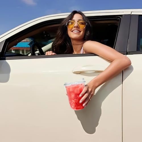 Kuihaazi Paquete de 50 Vasos de Plástico Transparentes de 16 oz con Tapas Sin Popote, Vasos Desechables para Bebidas Frías, Jugos y Fiestas - imagen 7