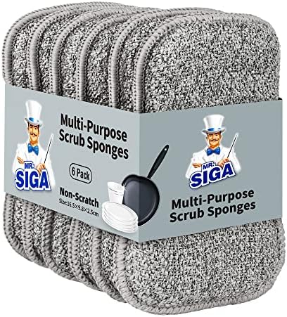 Esponjas de Cocina MR.SIGA de Doble Cara, Reutilizables y Duraderas, Paquete de 6 Esponjas para Lavado de Trastes - imagen 1
