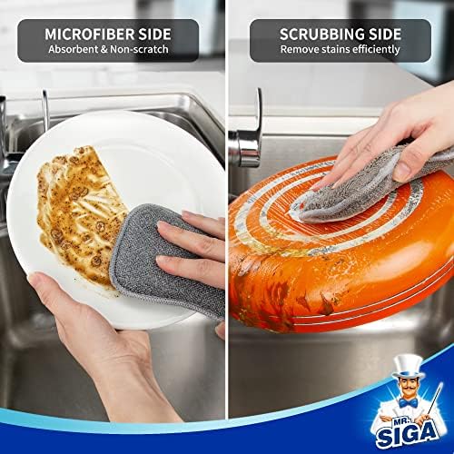 Esponjas de Cocina MR.SIGA de Doble Cara, Reutilizables y Duraderas, Paquete de 6 Esponjas para Lavado de Trastes - imagen 4