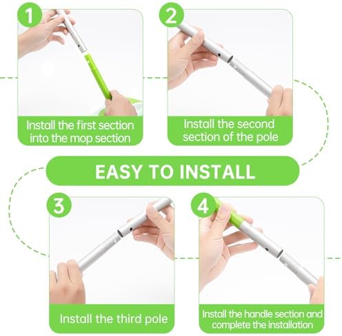 Mango de Mopa Compatible con Swiffer, Mango Extra Largo Desmontable Verde para Mops Secos y Húmedos Swiffer, Fácil de Instalar y Reemplazar - imagen 7
