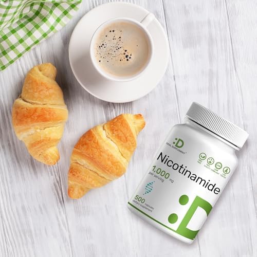 Nicotinamida 1,000mg por Porción – 500 Cápsulas de Vitamina B3, Niacina Sin Enrojecimiento, Apoya la Piel Saludable y Producción de Energía – No GMO - imagen 6