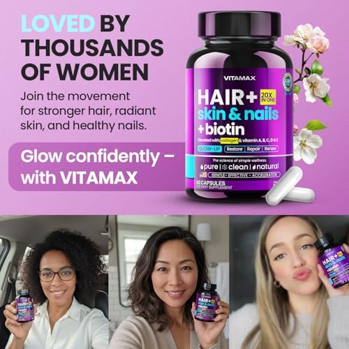 Suplemento de Biotina, Colágeno y Queratina con Ácido Hialurónico - Crecimiento de Cabello Más Fuerte, Piel Saludable y Uñas Fuertes - Extra Fuerte - - imagen 4