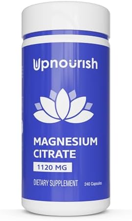 UpNourish Citrato de Magnesio Puro 1120mg, 240 Cápsulas - Suplemento de Magnesio de Alta Absorción para Hombres y Mujeres - Relajante Natural, Alivio - imagen 1