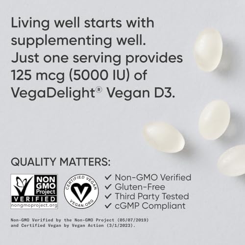 Vitaminas D3 Veganas Sports Research 5000 IU (125 mcg) con Aceite de Coco | Soporte para Huesos, Articulaciones e Inmunidad | 60 Softgels Sin - imagen 4