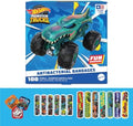 Curitas Antibacteriales Hot Wheels Monster Trucks para Niños, 100 Piezas en 3 Tamaños, Adhesivas y Flexibles para Cortes y Raspones. Ideal como - imagen 1
