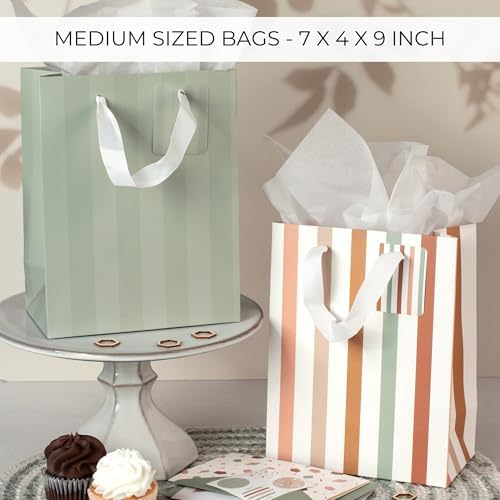 Set de 4 Bolsas de Regalo Medianas de 9 con Asas, Papel de Seda, Tarjetas y Stickers - Reutilizables para Cumpleaños, Bodas, Día de las Madres y - imagen 5