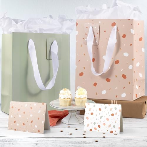 Set de 4 Bolsas de Regalo Medianas de 9 con Asas, Papel de Seda, Tarjetas y Stickers - Reutilizables para Cumpleaños, Bodas, Día de las Madres y - imagen 8