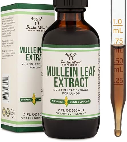 Gotas de Hoja de Mullein de Double Wood Supplements para Pulmones, 2 FL OZ (60 Porciones), Apoya la Salud Pulmonar y Respiratoria - imagen 1