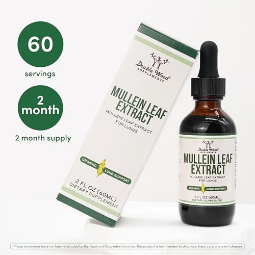 Gotas de Hoja de Mullein de Double Wood Supplements para Pulmones, 2 FL OZ (60 Porciones), Apoya la Salud Pulmonar y Respiratoria - imagen 3